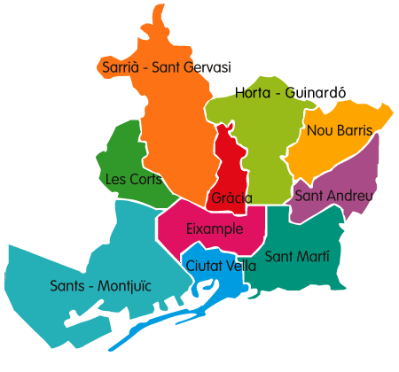 Mapa de los distritos de Barcelona